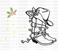 Cowboy Christmas printable svg, png Cowboy boots and hat cut Product Image 3