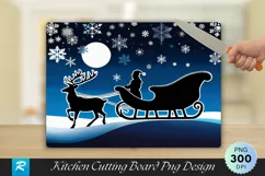 Santa’s Sleigh Dark Wood Cutting Board PNG Design Product Image 1