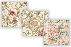 Rustic French Toile Digital Paper Pack, Vintage Floral Toile Product Image 5