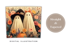 Kids Halloween Tumbler Wrap, Cartoon Ghosts Tumbler PNG Product Image 4