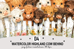 Watercolor highland cow Clipart png Whimsical cow Clipart Product Image 1