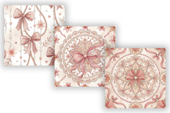 Coquette Bow Lace Digital Paper, Seamless Watercolor Pattern Product Image 3