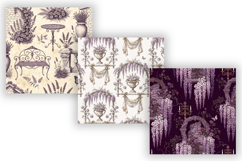 Lavender Purple Toile Digital Paper, Seamless Floral Pattern Product Image 4
