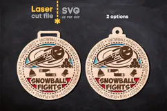 Snowball Fight Sport Medal SVG laser cut files for Glowforge Product Image 3