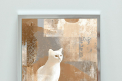 Neutral Beige Modern Art | Minimalist Cat Illustration Product Image 2