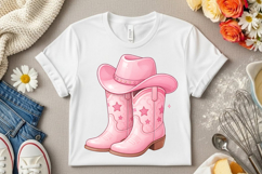 Pink Cowgirl PNG: Western Boots, 'Let's Go Girls' Design Product Image 7