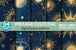 Vintage Celestial Pack Digital Paper Background PNG Product Image 1