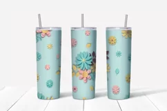 Flowers sublimation design. Skinny tumbler wrap design. Product Image 4