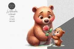 Mothers Day, Bear clipart, Flowers clipart, Cute animals Product Image 1