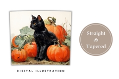 Black Cat Tumbler Design, Vintage Fall Pumpkins Tumbler Product Image 4