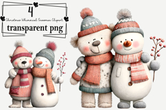 Whimsical Christmas Snowman Clipart Watercolor PNG Product Image 1