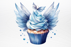 Blue Christmas Watercolor clipart PNG Product Image 4