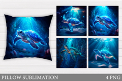 Sea Turtle Pillow Design. Cute Turtle Sublimation Product Image 1