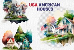 USA american house watercolor clipart Product Image 4