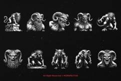 10 Bundle Dark Art Monster Demon Head Scary Face Horror Product Image 6