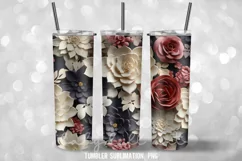 3D Dark Color Flowers Tumbler Sublimation Designs Product Image 4