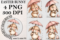 Whimsical Bunny Easter Clipart, Watercolor Easter Bunny PNG Product Image 1