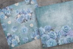 Floral Scrapbooking Paper | Blue Roses Background Product Image 5