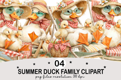 Whimsical Summer Duck Family Clipart Watercolor png Product Image 1