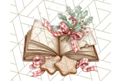 Christmas Book Clipart, Festive Reading PNG Illustrations Product Image 4