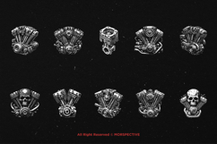 10 Bundle Dark Art Engine Skull Motorcycle Bike Race Car V8 Product Image 6