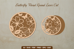 Butterfly Floral Round Laser Cut Product Image 1