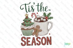 Retro Christmas Tis The Season Sublimation PNG Product Image 1
