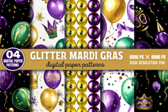 Glitter Mardi Gras Digital Paper Background Bundle PNG Product Image 5