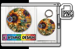 Shimmering Blossom Round Design Summer Style Keychain PNG Product Image 1