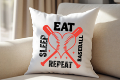 Eat Sleep Baseball Repeat Heart SVG T-Shirt Design Product Image 4