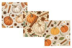 Pumpkin Spice Botanicals Digital Paper, Seamless Pattern Product Image 4