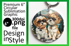 Adventure Dog in Mountains Circle Design Sublimation Product Image 1