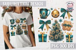 Christmas Coquette Bow PNG Holidays Funny Watercolor Product Image 1