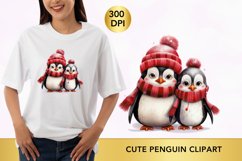 christmas cute penguin clipart, penguin sublimation Product Image 1