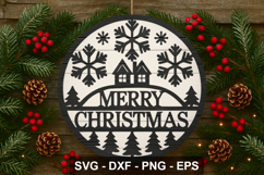 Merry Christmas Round Sign SVG Laser Cut File Product Image 4