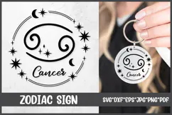 Cancer Zodiac Sign SVG. Horoscope Keychain Laser Cut File. Product Image 1