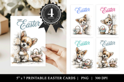 Cute Easter Puppy Printable Cards PNG Product Image 1