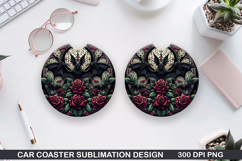 Haunted Bats Car Coaster Sublimation| Halloween Coaster PNG Product Image 1