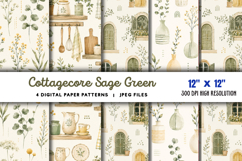 Cottagecore Sage Green Daisy Paper JPG Product Image 1