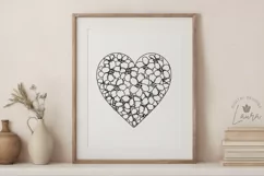Heart With Plumeria Flowers Line Art SVG PNG Product Image 2