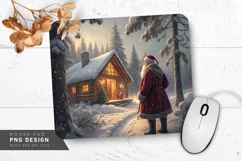 Santa in Snowy Forest by Cozy Cabin Mouse Pad Sublimation Product Image 1
