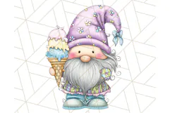 Ice Cream Gnome Clipart PNG Summer Dessert Art, Summer Gnome Product Image 4