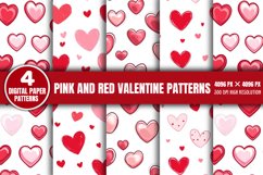 Pink And Red Valentine Digital Paper Patterns Bundle PNG Product Image 5