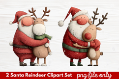 2 Santa Reindeer Clipart Set | Cute Christmas Reindeer PNG Product Image 1