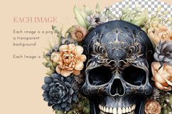 10 Skulls with Flowers Clipart PNG Product Image 4