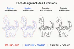 Christmas Long Neck Dino Ornament Laser Cut Glowforge Product Image 2