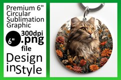 Playful Cat Sublimation Circle Design Keychain Product Image 1