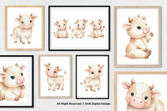 15 Bundle Watercolor Cow Kids Brown Buffalo Milk Horn Farm Product Image 4