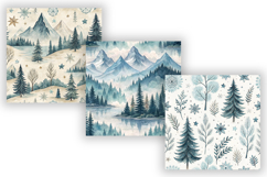 Nordic Fjord Digital Paper Pack, Seamless Watercolor Product Image 4