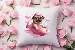 Cute Pug Puppy Valentine Clipart, Valentines Clipart Product Image 4